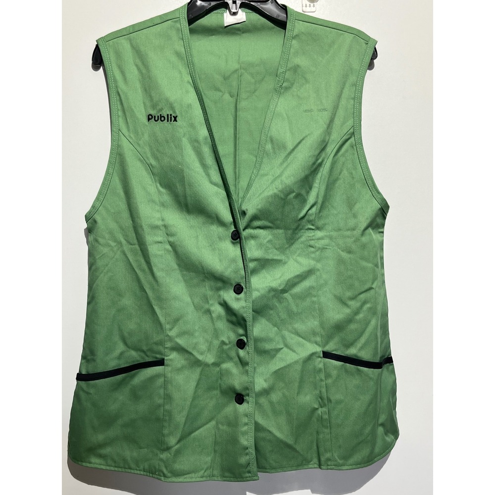 Vintage 80's Fashion Seal Publix Green Employee Uniform Vest Size 12/14 M 72102
